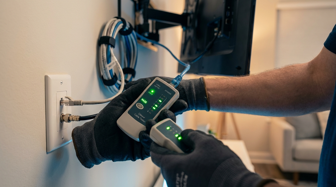 Klein cable tester in action