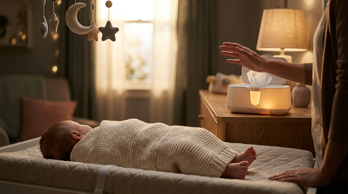 baby wipe warmer in action